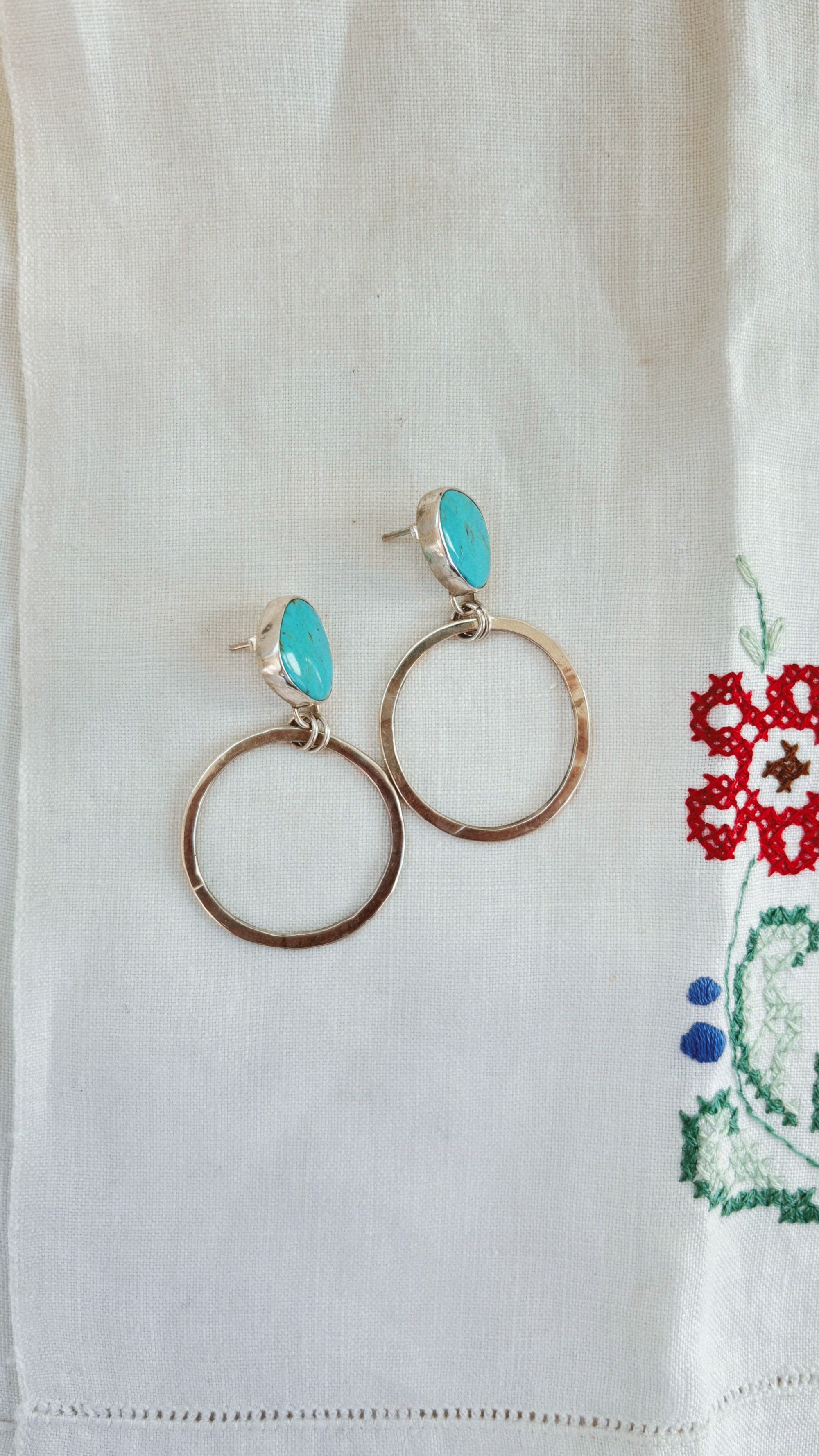 Turquoise Post Hoops