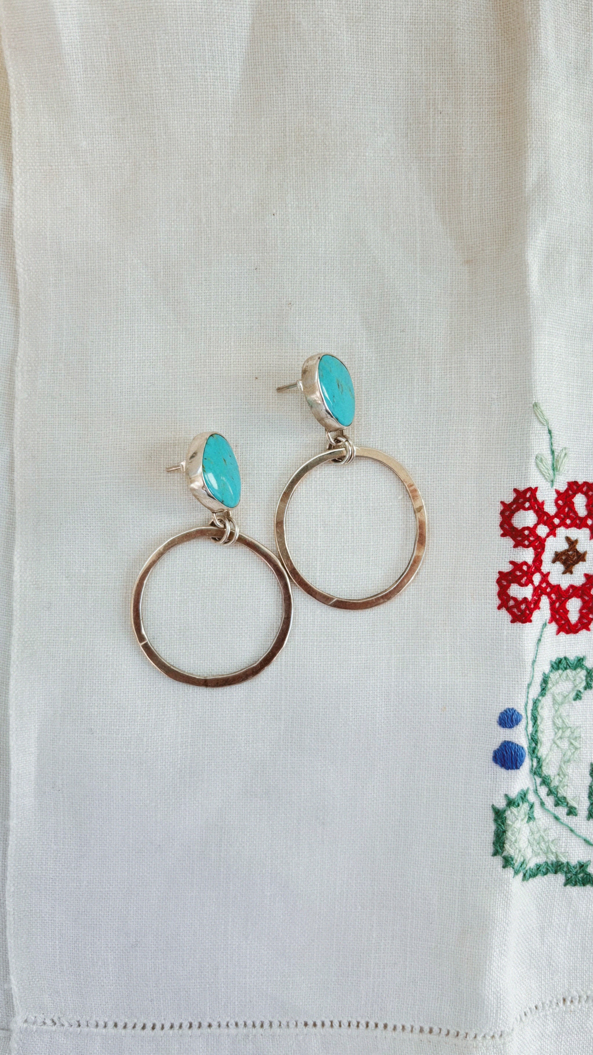 Turquoise Post Hoops