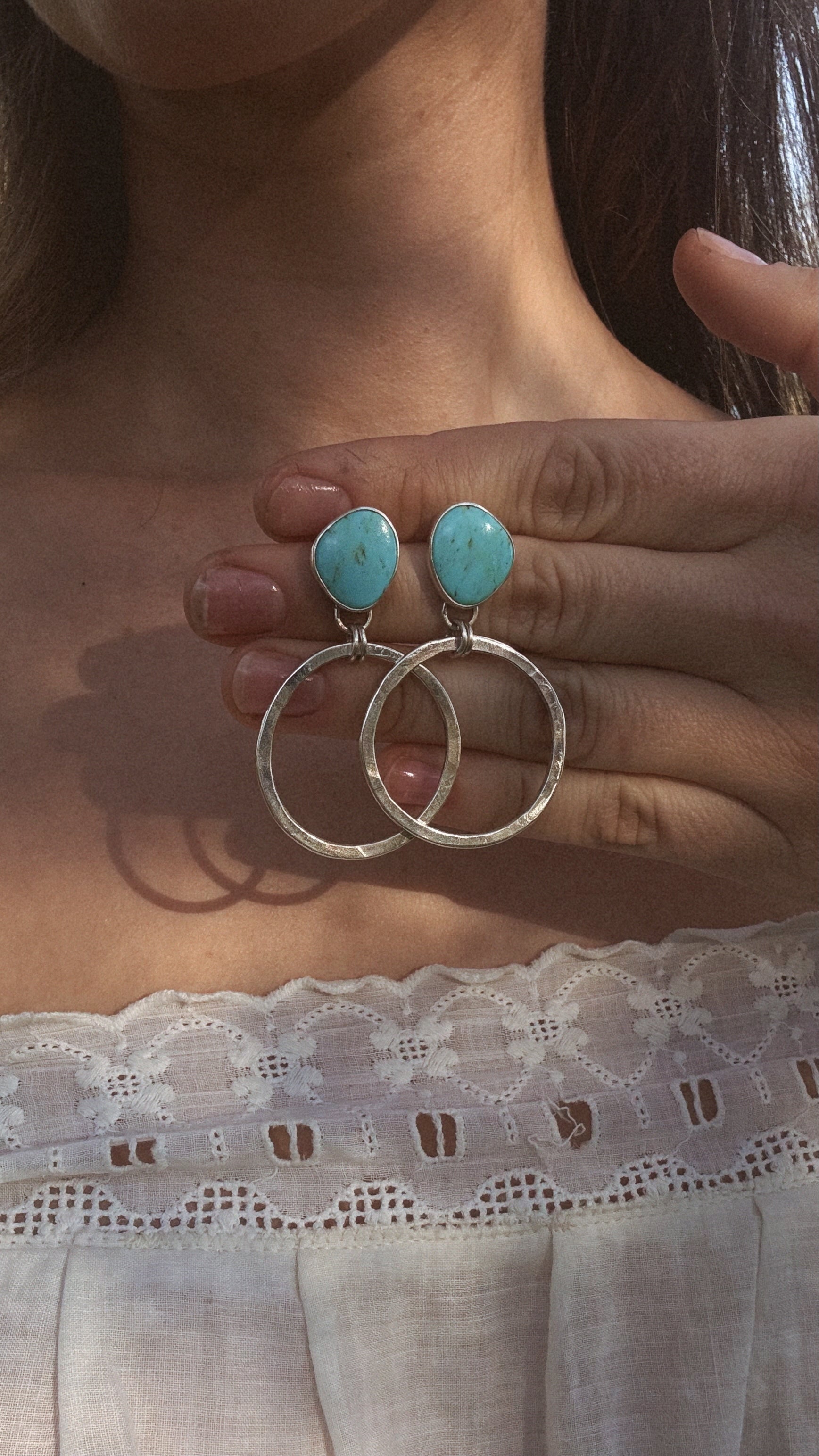 Turquoise Post Hoops