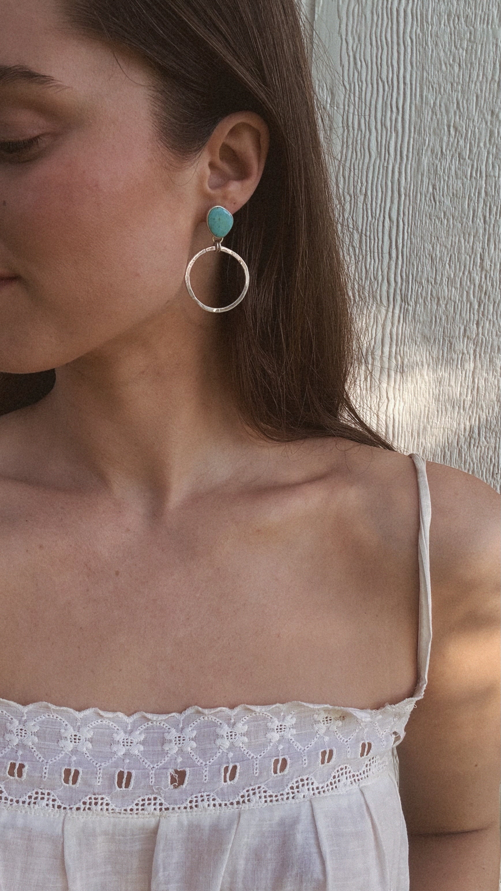 Turquoise Post Hoops